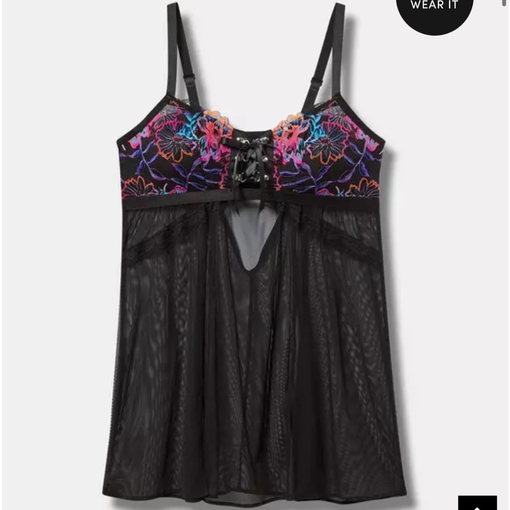 Torrid - Floral Lace Fit And Flare Babydoll - size 2